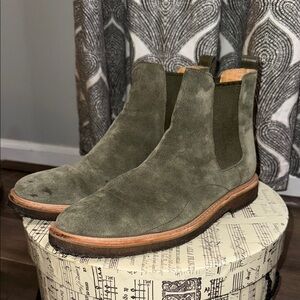 Coach Olive Green Suede Chelsea Boots